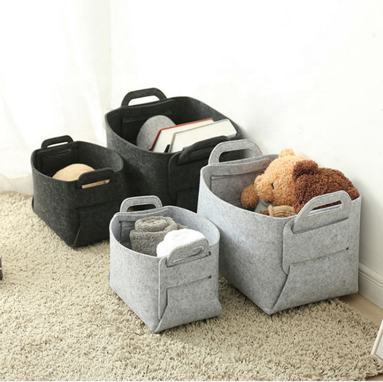 Hot Sell Felt Foldable Laundry Bags Dirty Clothes Basket Kids Toys Dolls Storage Basket Organizer For Toys