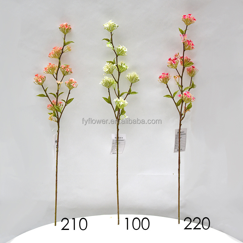 Fuyuan new product rose red hydrangea Snowball Flower plastic flowers Kalinka stem for wedding home decor