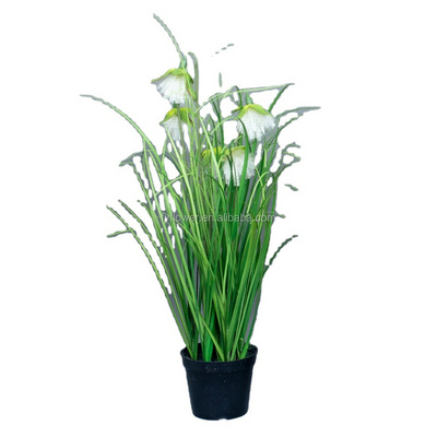 Onion Grass Green Shrubs Small Fake Plants Artificial Flowers Potted Plants Faux Potted Reed Grass Greenery Desk Plant