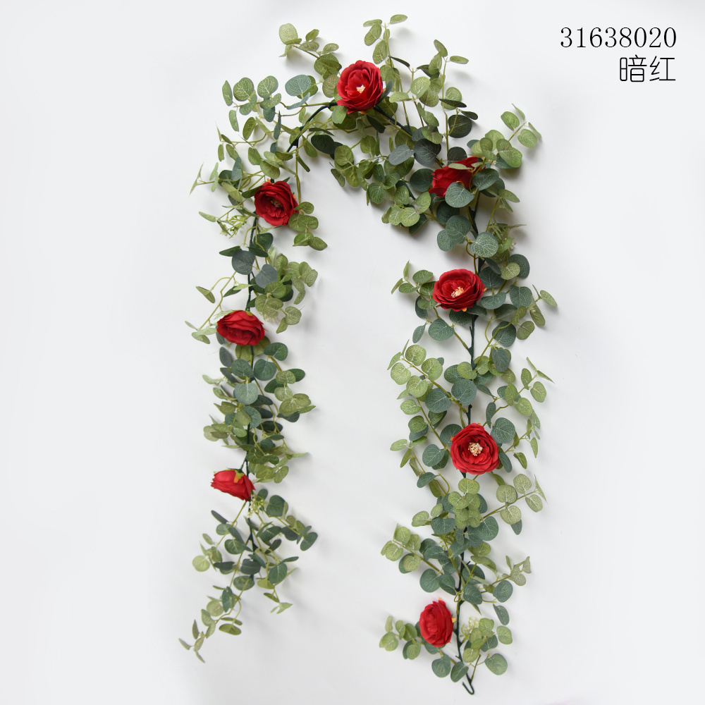 Factory wholesale  Artificial Rose Vine Silk 1.83 m money grass happy rose cane Wedding Decoration Wreath Party Hotel B