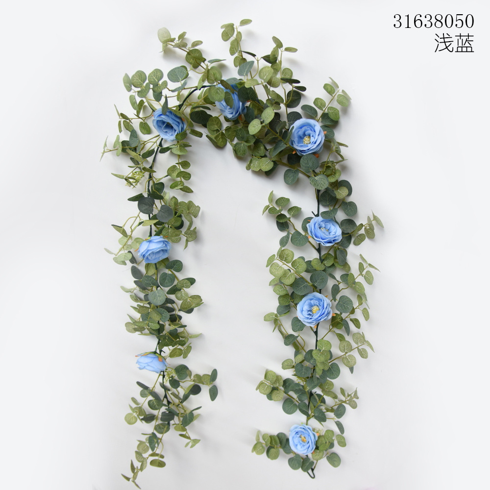 Factory wholesale  Artificial Rose Vine Silk 1.83 m money grass happy rose cane Wedding Decoration Wreath Party Hotel B