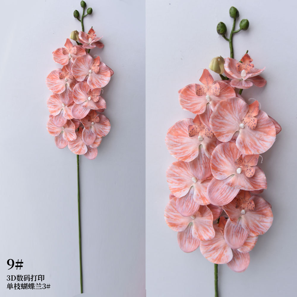 Fuyuan manufacture 7 heads butterfly silk flowers 3D printing artificial  phalaenopsis orchids real touch for all events decor