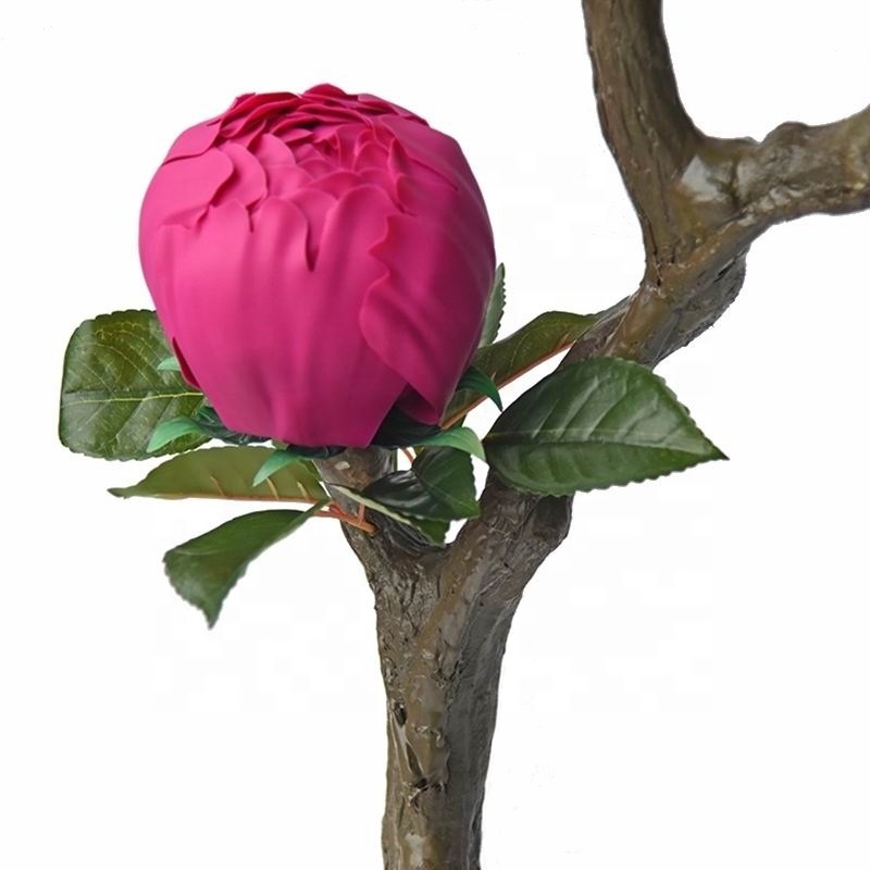 Fuyuan 3FT plastic plants rose red CE dynamic artificial flower peony bonsai garden lights for restaurant home decoration