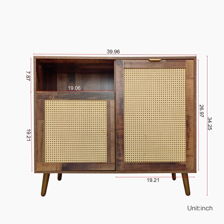 Luxury Modern Classic Wood Rattan Accent Cabinet with Storage Entrance table for Living Room Entryway