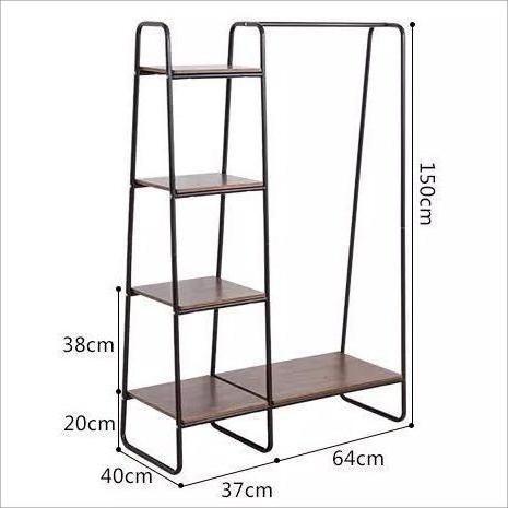 Hot Sale Free Standing Clothes Hanging Rack Metal Garment Coat Rack with 4 Tier Storage Shelves appendiabiti