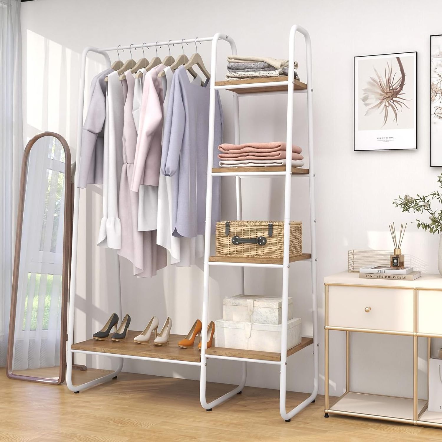 Hot Sale High Quality New Design Nordic Entryway Vertical Metal Wall White Storage Coat Rack