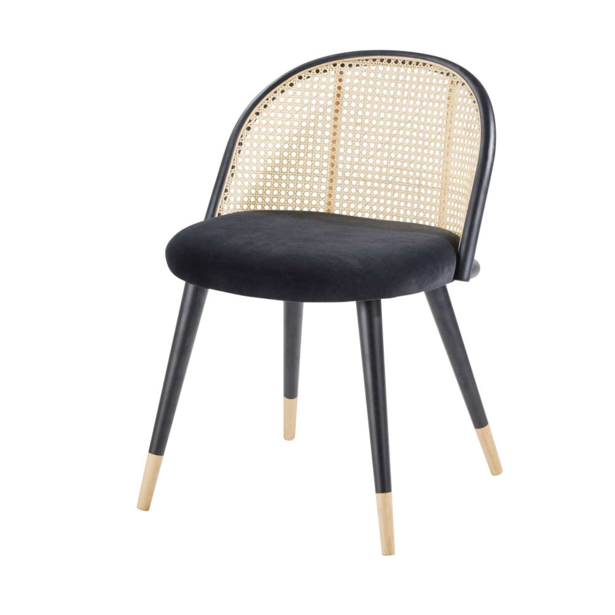 Simple fashion Green fabric upholstery chair Rattan woven backrest furniture chairs with metal legs for dining room outdoor