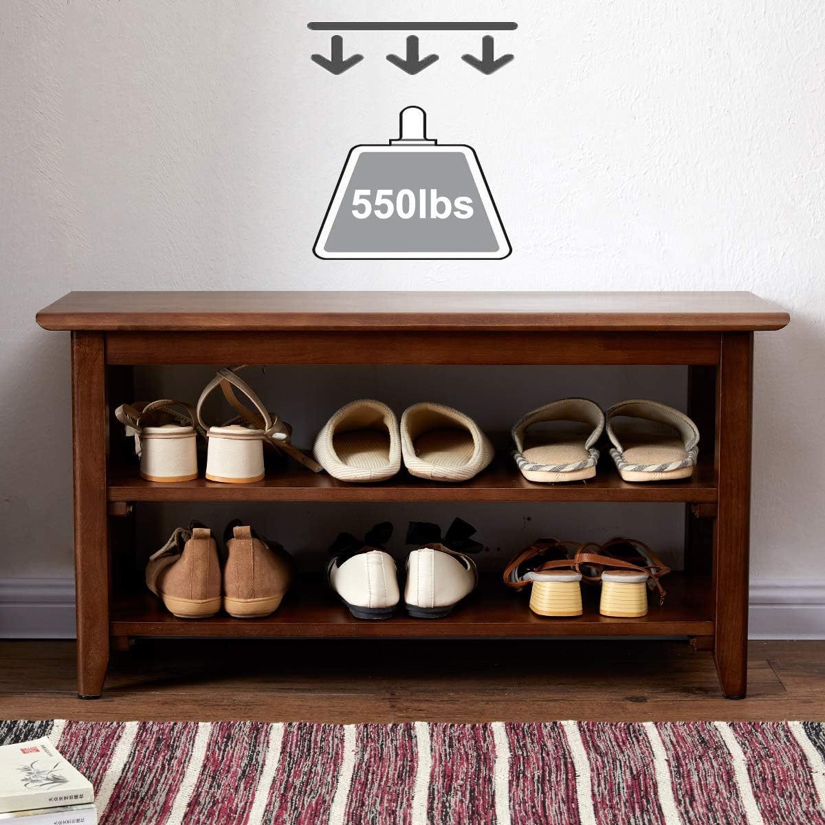 Hot Sale High Quality Storage Wooden Rustic Solid Wood Entryway Shoe Bench for Living Room