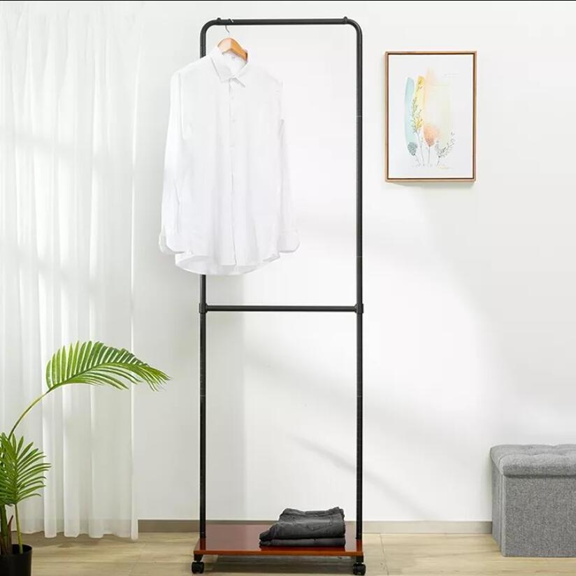 Hot Sale Drying Hanging Coat Rack Stand Double Rod Movable Metal Rolling Clothing Rack on Wheels perchero appendiabiti