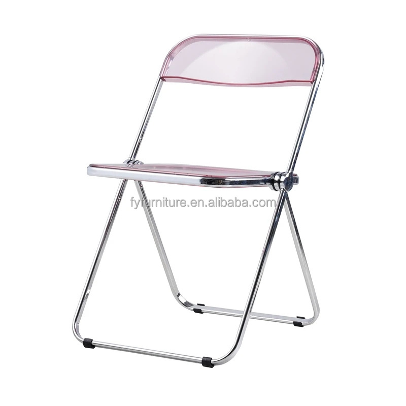 Best Sale Modern Fashion Pink Transparent Clear Acrylic PC Plastic Folding Chair