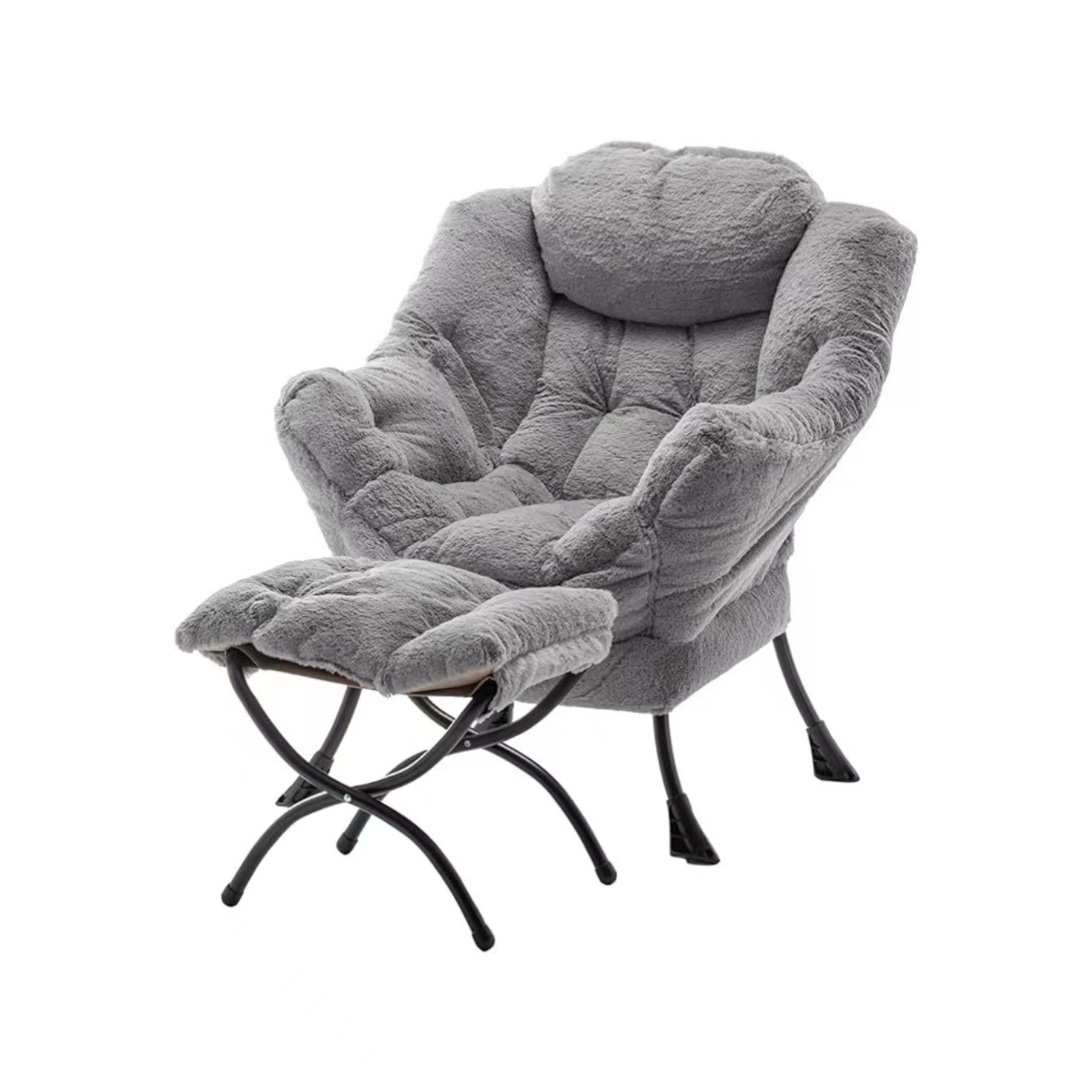 2024 Hot Sale Modern Design Grey Fabric Comfortable Lazy Cozy Sofa Chair For Living Room Bedroom