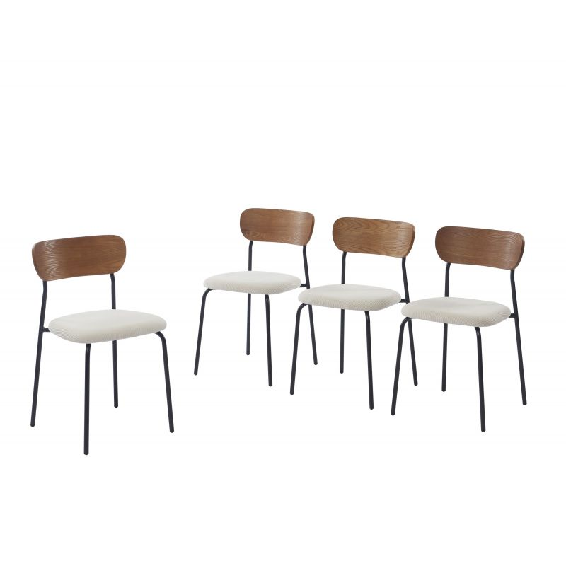 Hot Sale Nordic Restaurant Kitchen Set of 4 Upholstered Velvet Dining Chair with Black Metal Legs