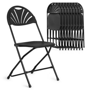 Portable Black Fan Back PP Plastic Folding Chair for Events Party Wedding Dining Outdoor Banquet Garden