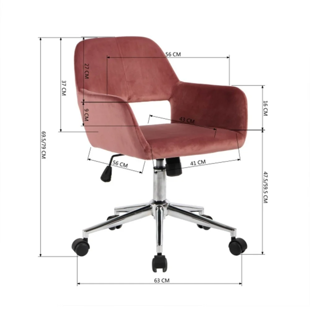 Modern Furniture Mid Back Adjustable Height Upholstered Velvet Swivel Home Office Task Chair with Wheels