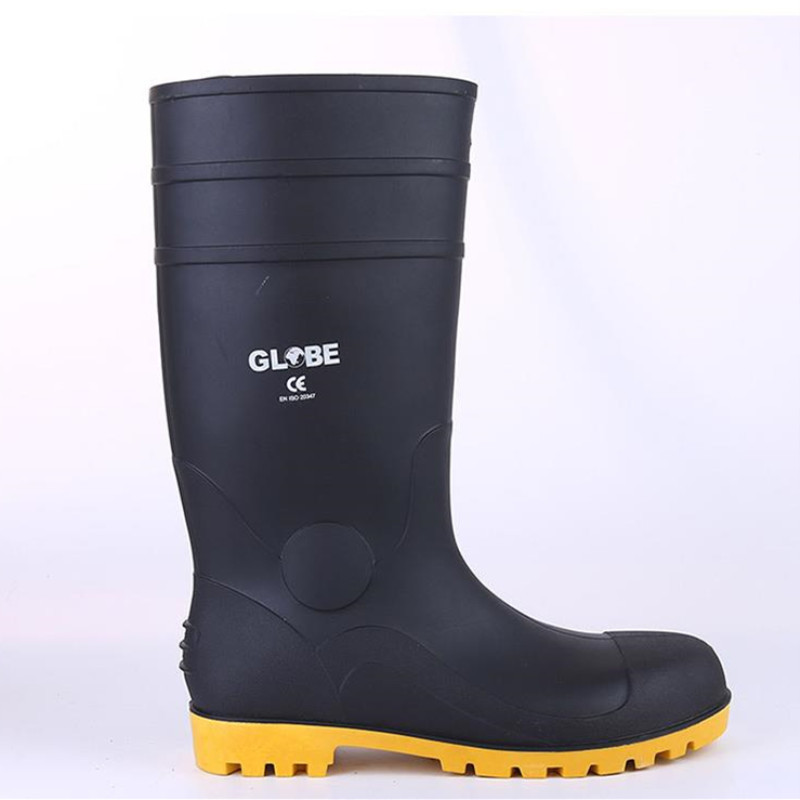 Men CE Standard OEM Anti-slip PVC Safety Steel Toe Rain Boots