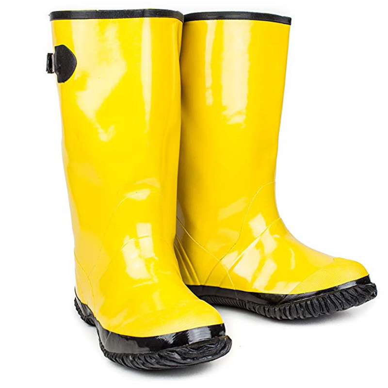 Hot Sale Wholesale Customized Oil Acid Resistant Waterproof Non Slip Men Yellow Rain Over-shoes Rubber Slush Boots