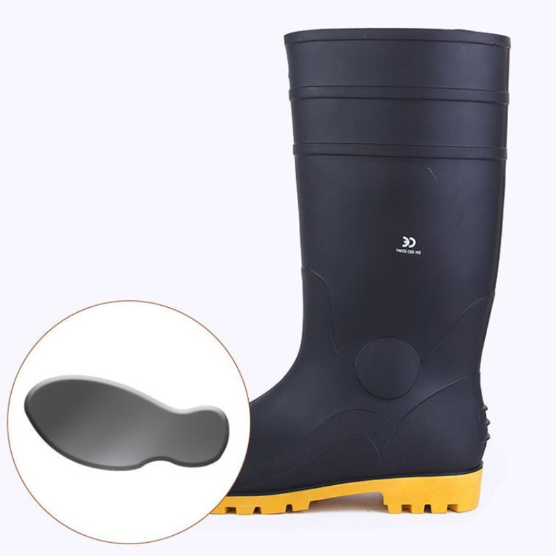 Men CE Standard OEM Anti-slip PVC Safety Steel Toe Rain Boots