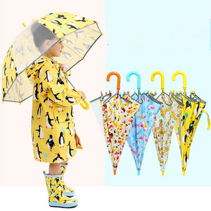 Wholesale Customized Waterproof Kids Lovely Cartoon Child Umbrella And Rain Coat Set