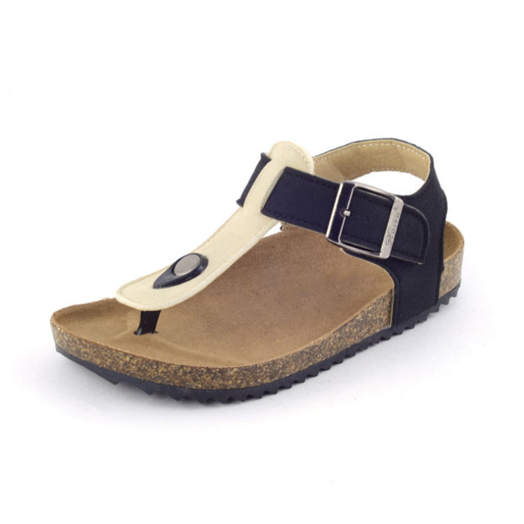 Faux Leather Toe Post Buckle Real Suede Comfort Insole Slip On Cork Effect Chunky Soles Flip Flops Summer Sandals Women