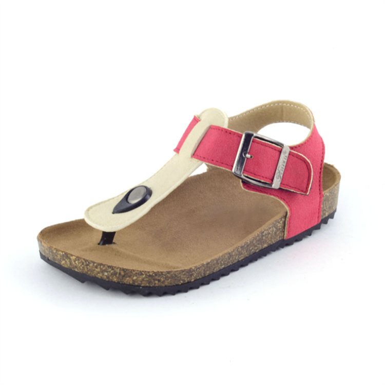 Faux Leather Toe Post Buckle Real Suede Comfort Insole Slip On Cork Effect Chunky Soles Flip Flops Summer Sandals Women