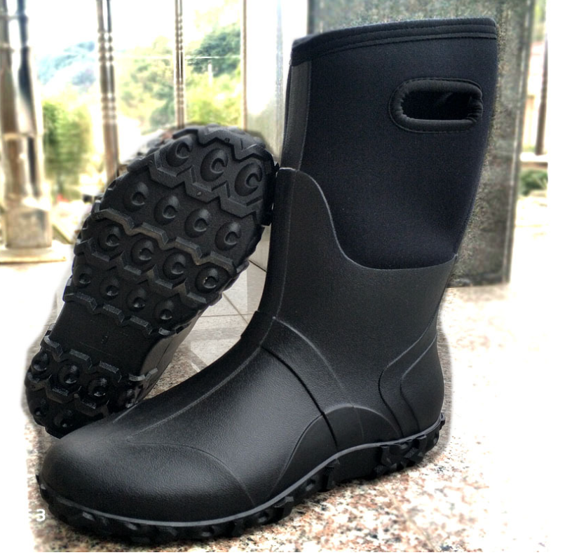 High quality rubber foamed inner neoprene men's fishing boots Rain boots slip resistant and durable