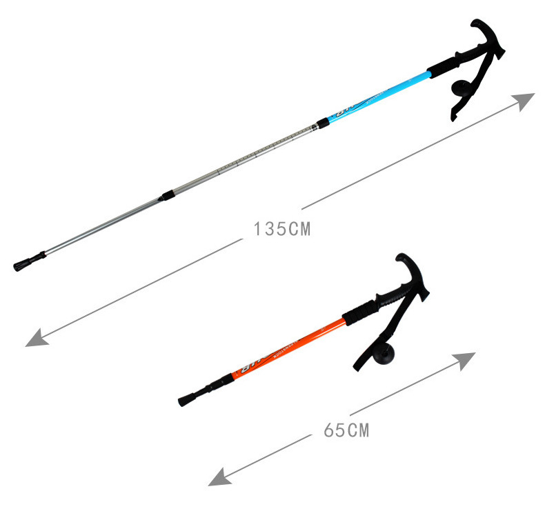 Outdoor aluminum telescopic hiking stick hiking cane for camping walking stick handles cane