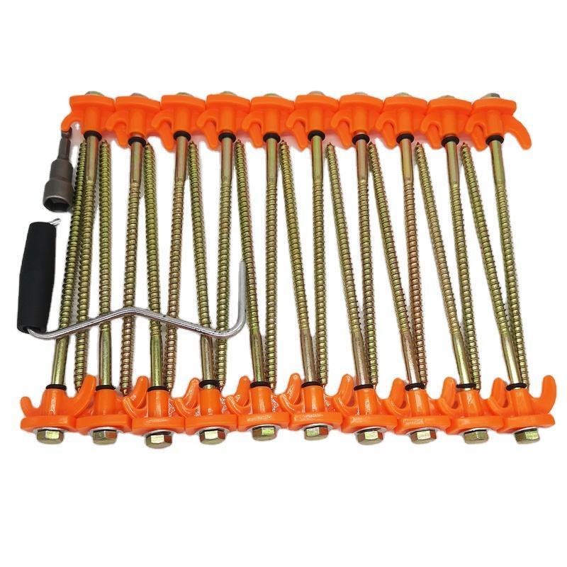 20 PCS Groundhog Steel Tent Pegs with Hex Drill Bit and Carry Case Screw in Tent Stake Outdoor Travel Camping Accessories