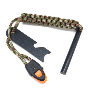 Magnesium Firestarter Flint with para cord flint fire starter for outdoor camping Portable Fire Starter flint match lighter