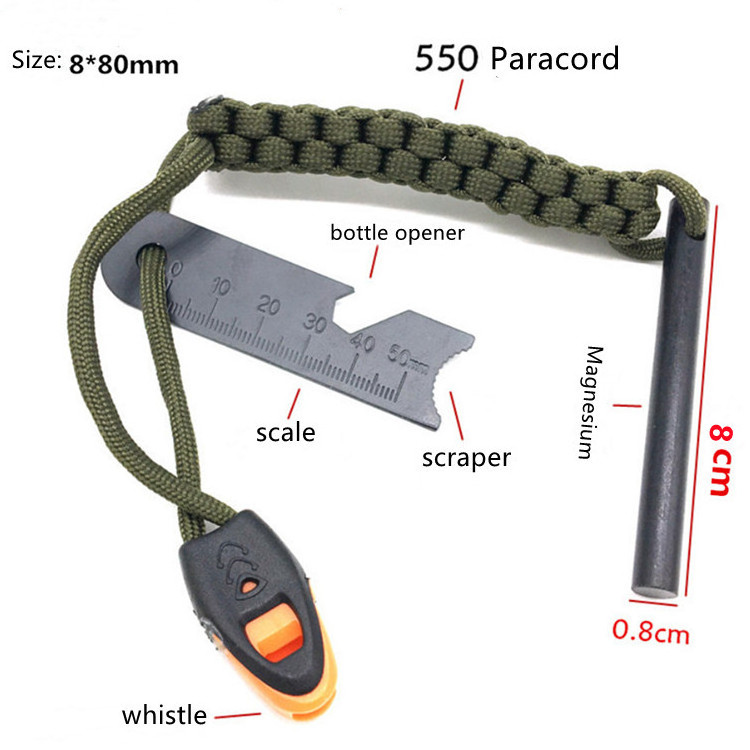 Magnesium Firestarter Flint with para cord flint fire starter for outdoor camping Portable Fire Starter flint match lighter