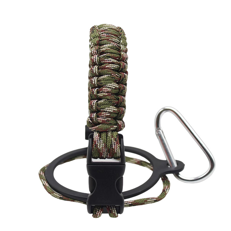 Survival Strap Cord Safety Outdoor Hand Made Wide Mouth Bottles Para Cord Carrier Polyester Strap