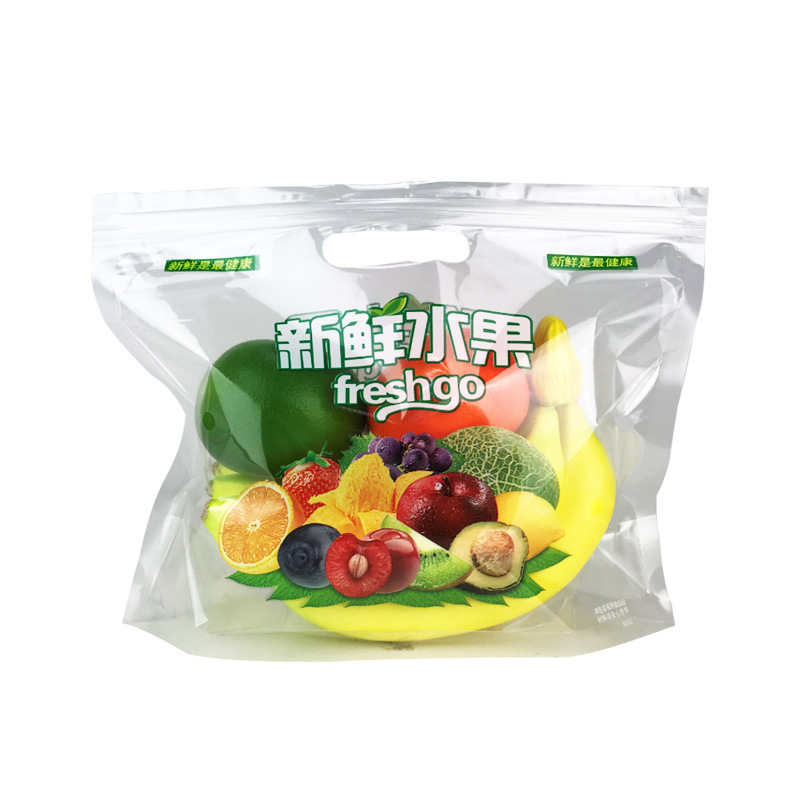 Custom Printing Transparent Plastic Fresh Lettuce Salad Pouches Anti Fog Leafy Vegetables Fruits  Packaging Bags