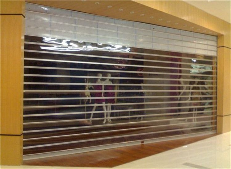 Polycarbonate shop front door designs/ transparent roller shutter