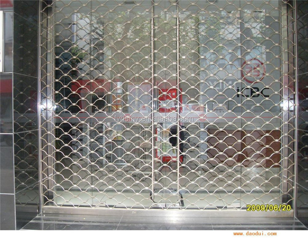 Stainless steel roll down shutter of wire mesh door cheap rolling top security shutters warehouse steel metal grill roller doors