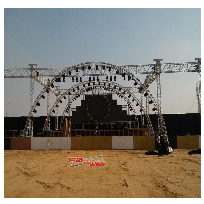 bolt type black aluminum truss display tv stand 300*300mm  square truss arc roof  truss design