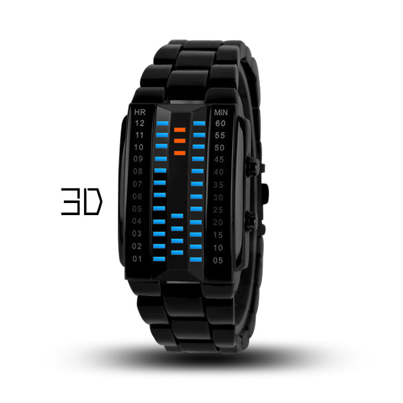 Best casual stainless steel custom altimeter Watch Led Wristband waterproof  binary 3d  Digital Electronic watch