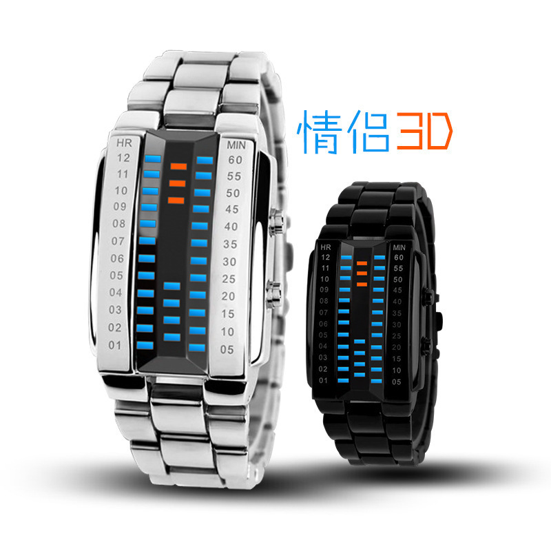 Best casual stainless steel custom altimeter Watch Led Wristband waterproof  binary 3d  Digital Electronic watch