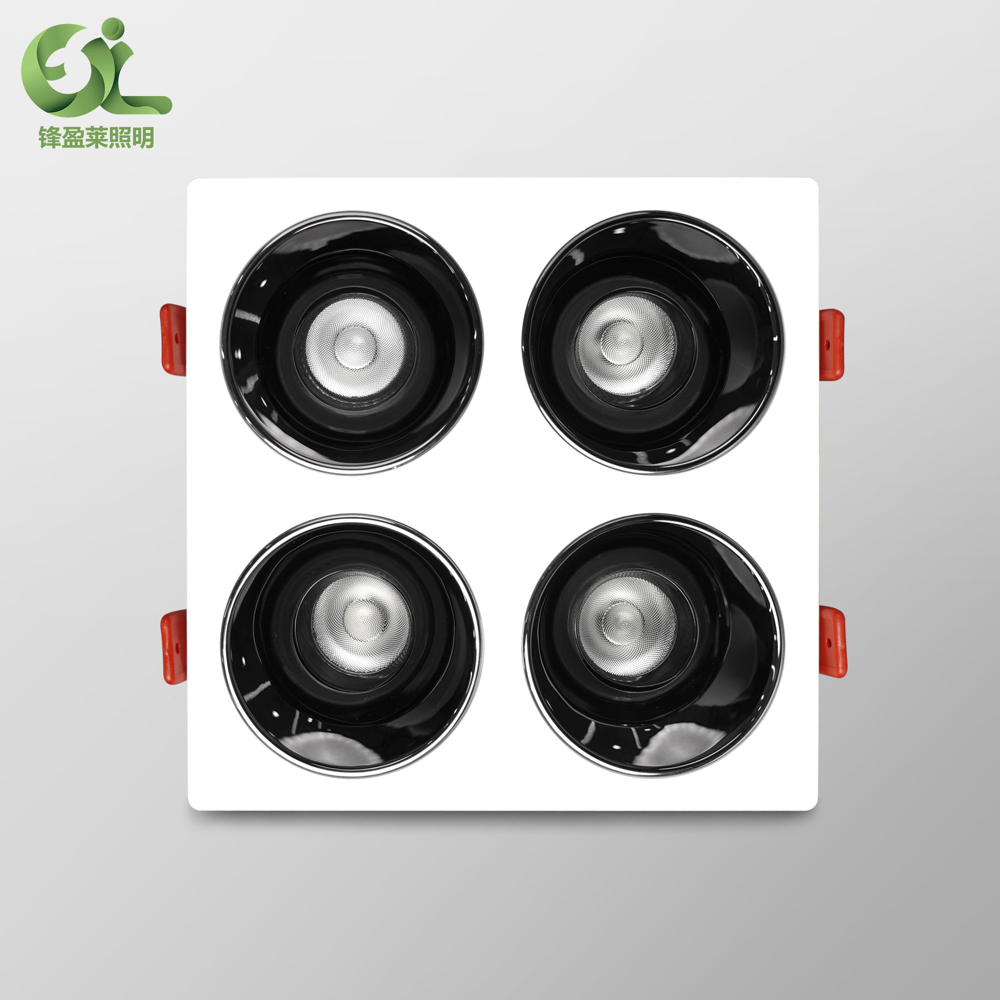 48W Square four-head spotlight frame replace 3000k/4000k/6000k adjust recessed LED Spot Light frame cover