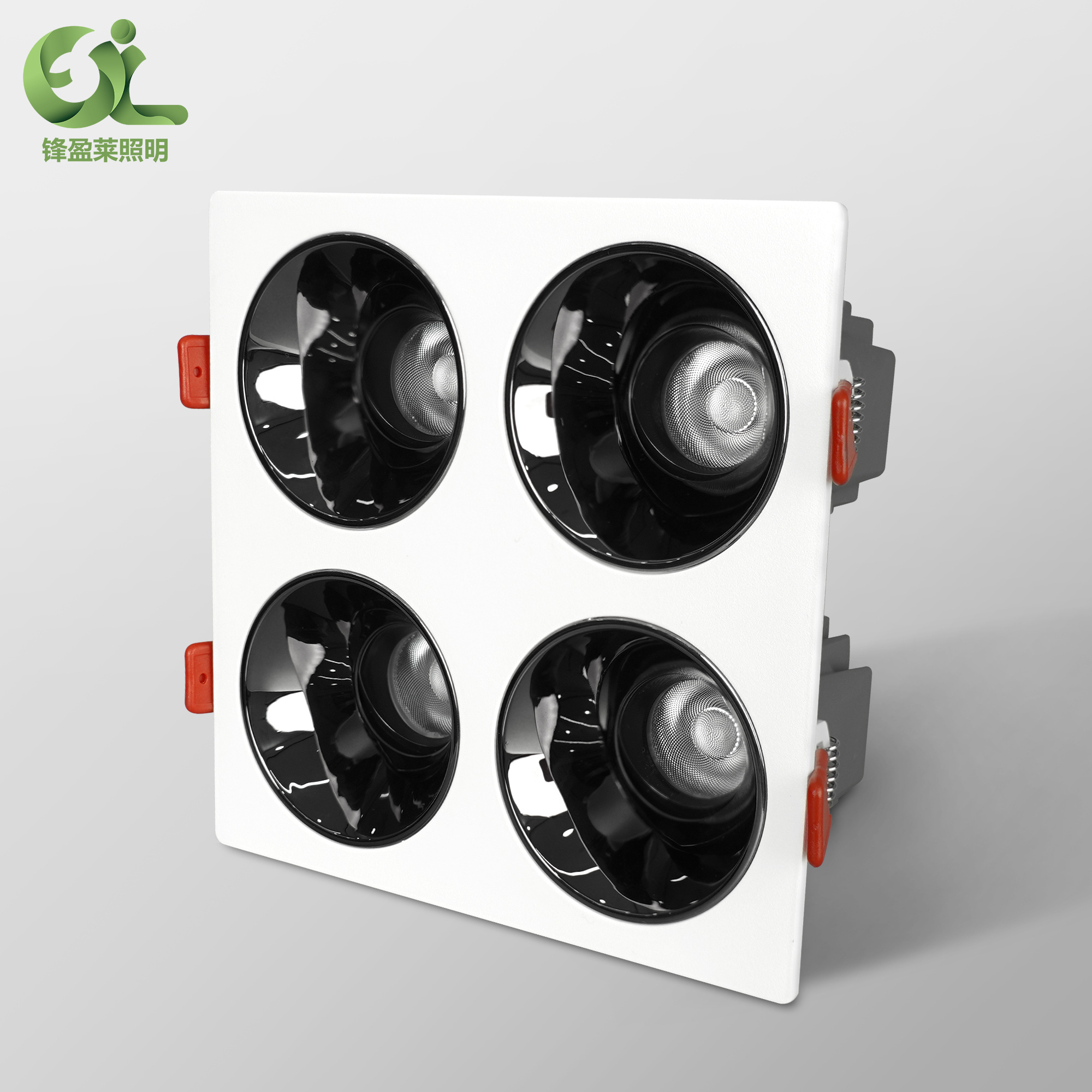 48W Square four-head spotlight frame replace 3000k/4000k/6000k adjust recessed LED Spot Light frame cover