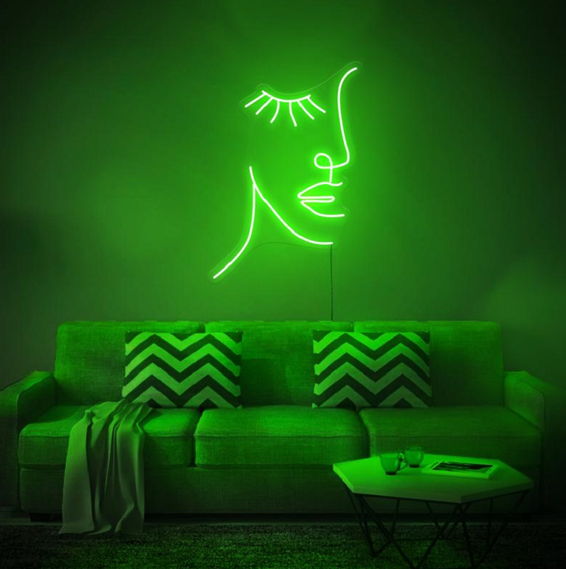 Custom Girl Lashes Face Neon Sign Light Flex Transparent LED Wall Window Hanging Acrylic Decor Indoor for Home Room Bedroom