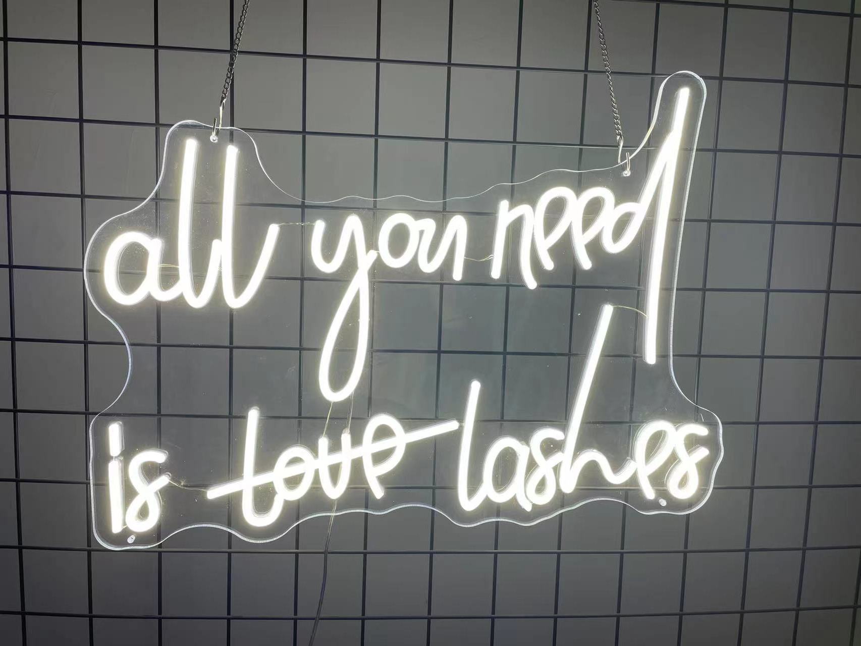 Led Aesthetic all you need is love lashes Neon Light Sign Flex Light Sign For Wall Decor Beauty Bar Bedroom Business Neon Signs