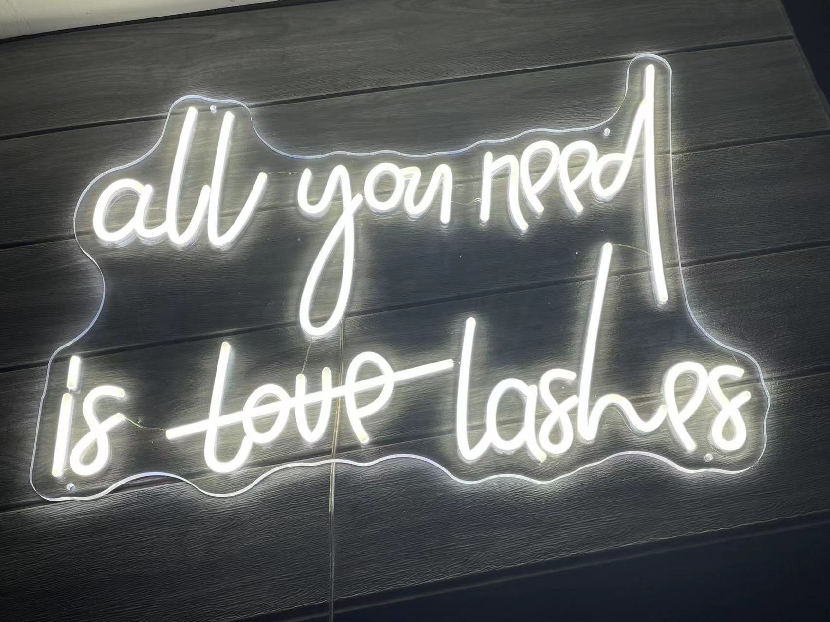 Led Aesthetic all you need is love lashes Neon Light Sign Flex Light Sign For Wall Decor Beauty Bar Bedroom Business Neon Signs