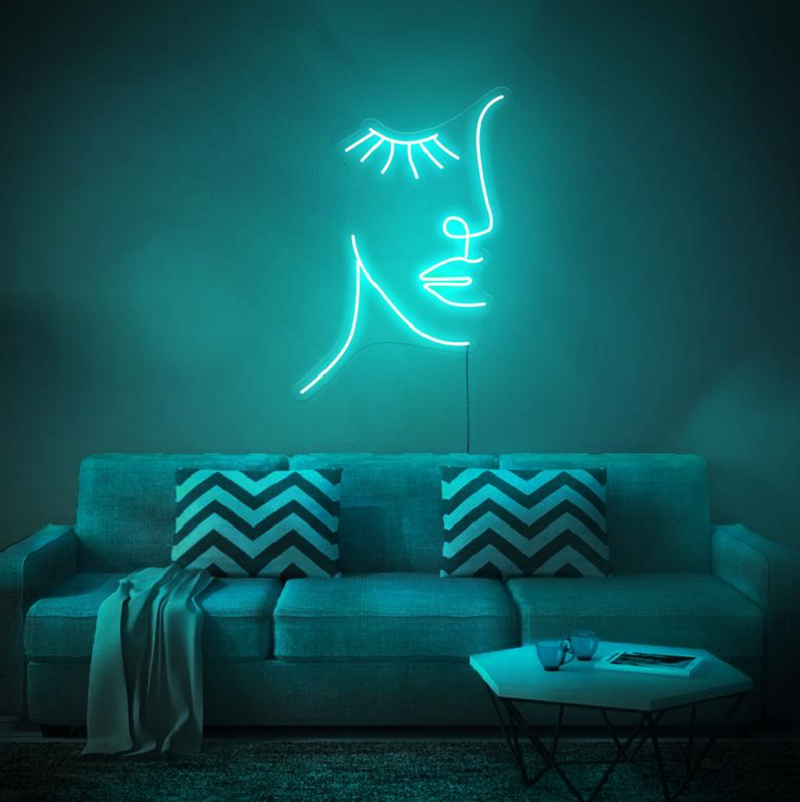 Custom Girl Lashes Face Neon Sign Light Flex Transparent LED Wall Window Hanging Acrylic Decor Indoor for Home Room Bedroom