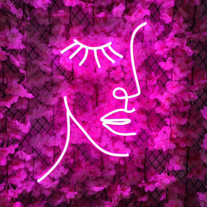 Custom Girl Lashes Face Neon Sign Light Flex Transparent LED Wall Window Hanging Acrylic Decor Indoor for Home Room Bedroom