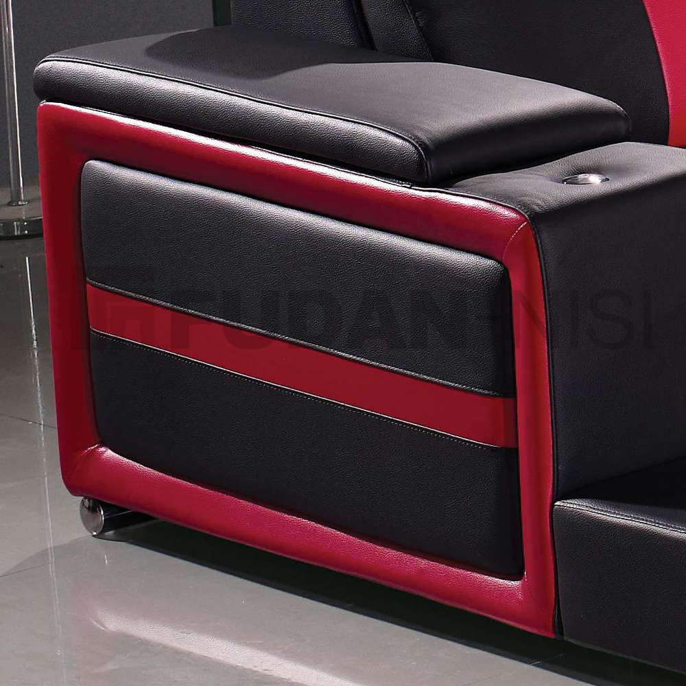 Big size elegant design sectional red and black color leather living room sofa