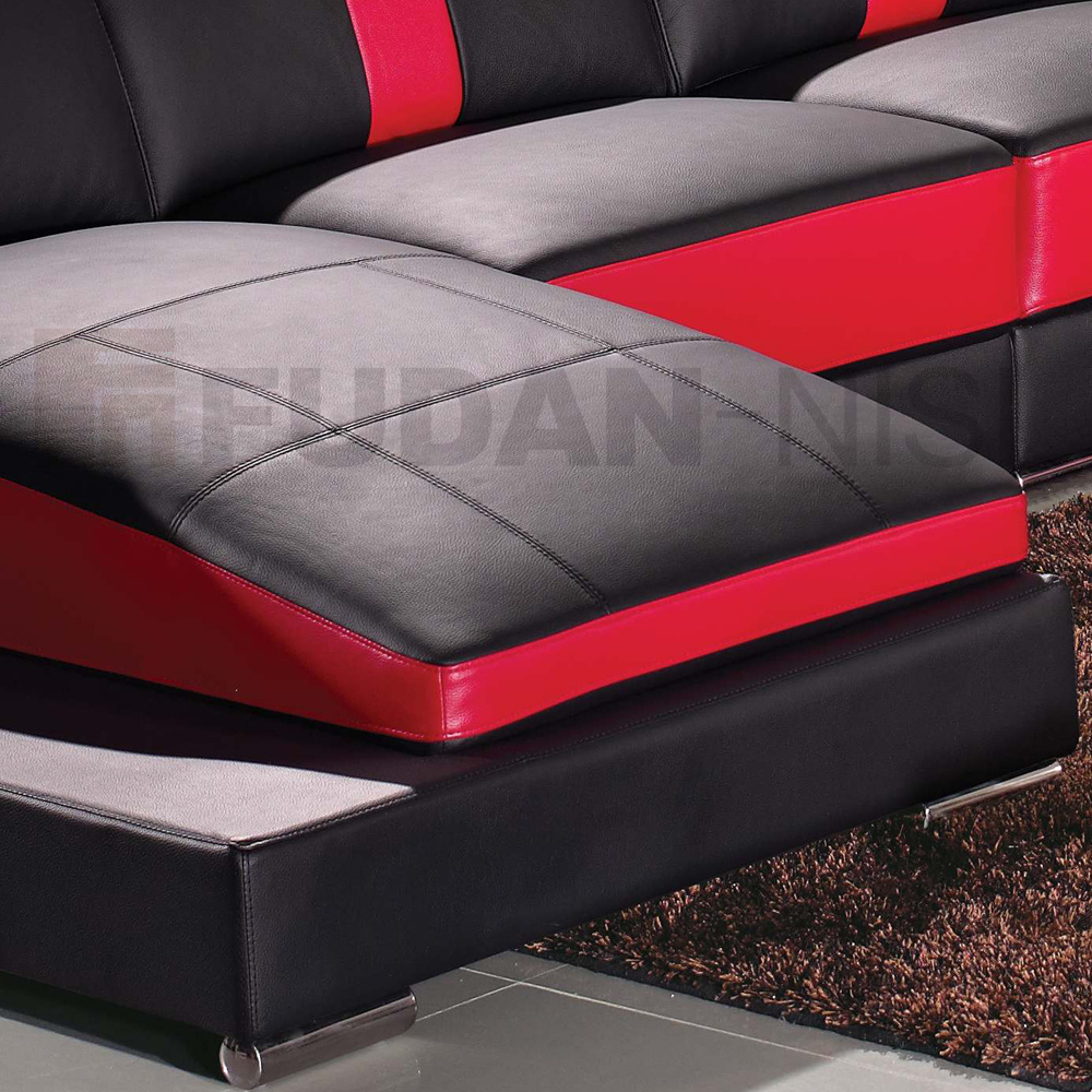 Big size elegant design sectional red and black color leather living room sofa