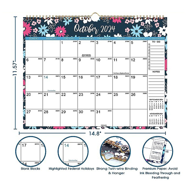 Customized calendario full color landscape calendar wall calendar printing custom calendrier mural 2025