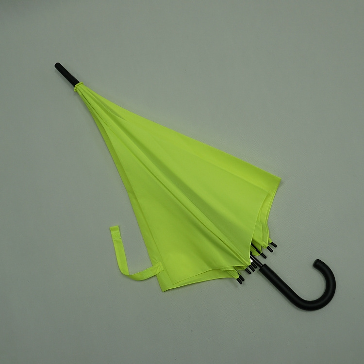 Semi-Automatic Straight Umbrella Fluo Yellow J-Handle with Customer Logo Promotion and Election Umbrella