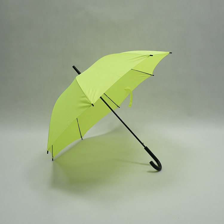 Semi-Automatic Straight Umbrella Fluo Yellow J-Handle with Customer Logo Promotion and Election Umbrella