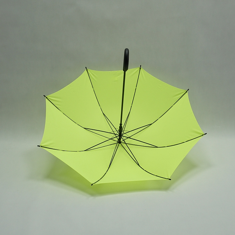 Semi-Automatic Straight Umbrella Fluo Yellow J-Handle with Customer Logo Promotion and Election Umbrella