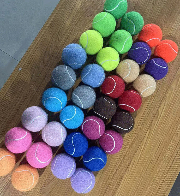 Factory price customized logo multiple colors rubber dog interactive chew toys pet tennis ball for training logo dog ball